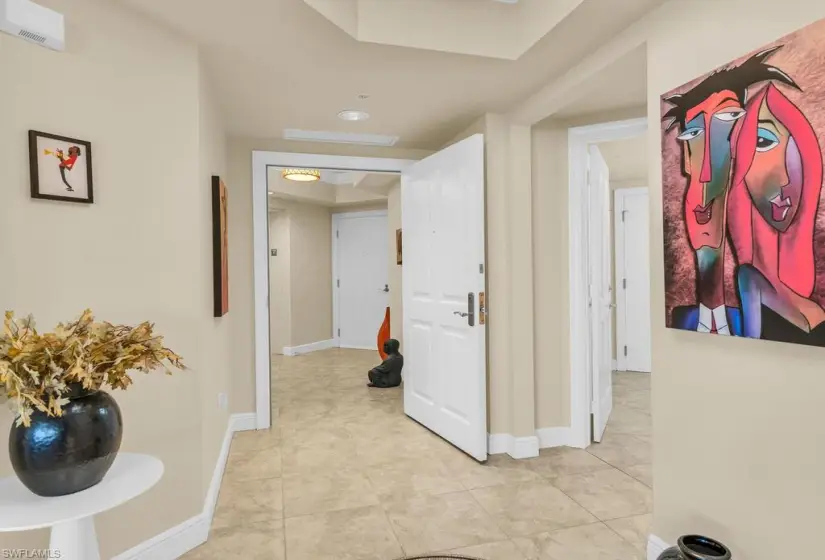 Corridor with tile floors